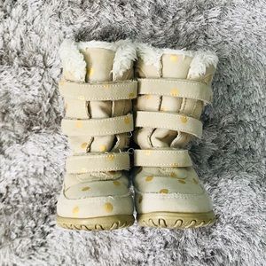 Baby Gap cream and gold boots